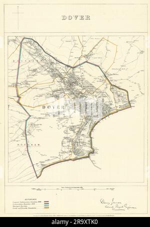 Dover, Kent. JAMES. Parliamentary Boundary Commission 1868 old antique map Stock Photo