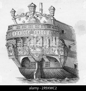 transport / transportation, navigation, warship, French ship of the line 'L'Invincible', built 1741 - 1744, ARTIST'S COPYRIGHT HAS NOT TO BE CLEARED Stock Photo