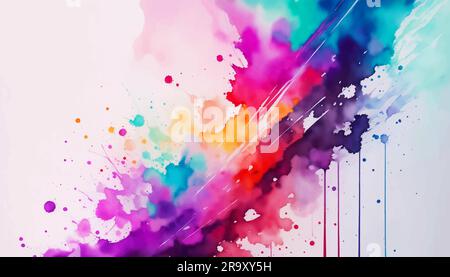 Abstract Colorful Watercolor Background. Liquid Fluid Flowing Paint