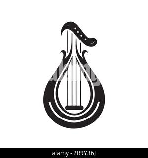 lyre or harp logo illustration on a white canvas Stock Vector