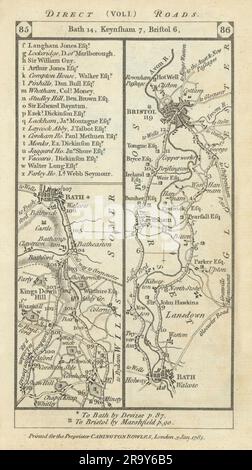 Road map: London to Bristol and Bath, 18th century Stock Photo - Alamy