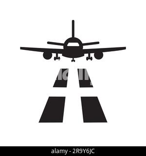 Airplane on the landing track on a white background with copy space Stock Vector
