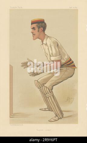 VANITY FAIR SPY CARTOON Alfred Lyttelton 'English cricket' Wicket keeper 1884 Stock Photo