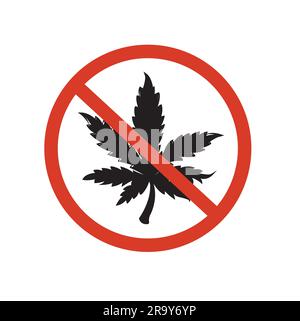 No cannabis sign on a white background with copy space Stock Vector