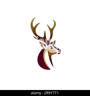 deer logo in natural colors on a white canvas Stock Vector