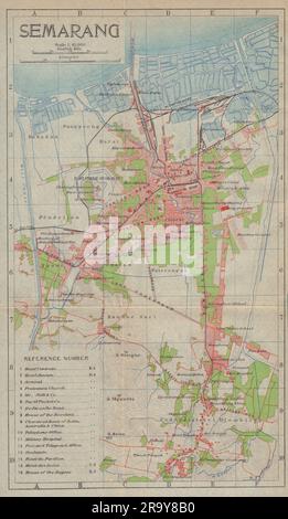 Semarang antique town city plan. Central Java. Indonesia 1920 old map ...
