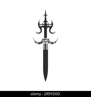 knightly sword isolated on white background. Sword silhouettes. Vector illustration Stock Vector