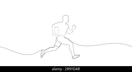 Continuous one line drawing of a running male athlete. Athletic running ...