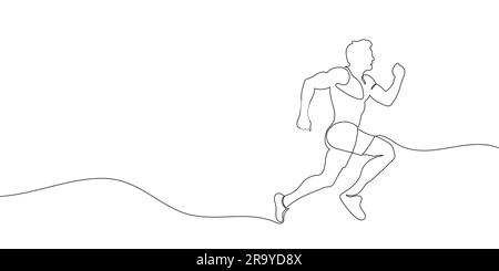 Runner outline simple line vector illustration. Running athlete sprint ...