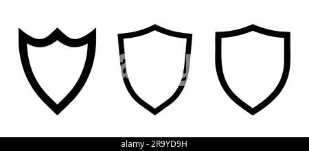 Shield line icons. Medieval heraldic insignia, empty security ...