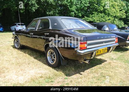 A 1976 Ford Cortina GXL parked on display at the 47th Historic Vehicle Gathering, Powderham, Devon, England, UK. Stock Photo