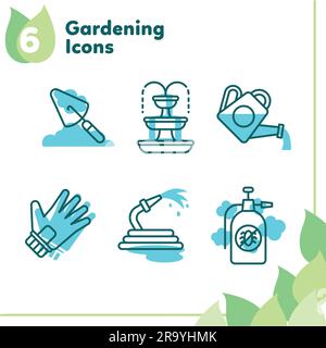 Set of different colored gardening icons Vector Stock Vector