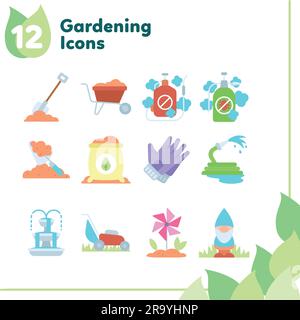 Set of different colored gardening icons Vector Stock Vector