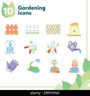 Set of different colored gardening icons Vector Stock Vector
