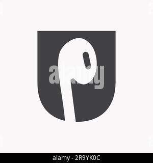 Letter U Music Logo Concept With Earphone Icon Vector Template Stock Vector