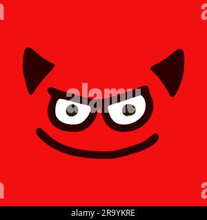 Malicious smile emoticon emoji line art icon. Vector cartoon comic ...