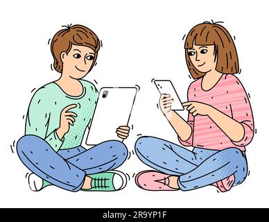 Children using gadgets Stock Vector