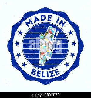 Made In Belize. Country round stamp. Seal of Belize with border shape. Vintage badge with circular text and stars. Vector illustration. Stock Vector