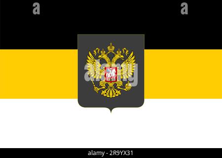 Russian imperial flag with a double-headed eagle . First official State Flag of the Russian Empire and Flag for Celebrations. Stock Photo