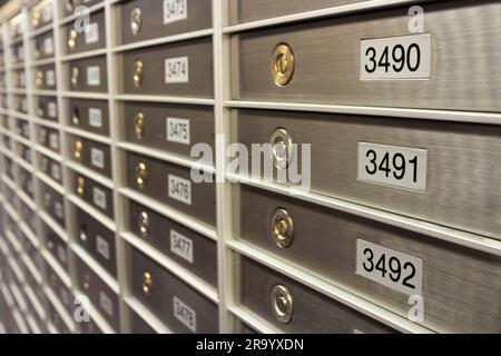 Close-up of safe deposit lockers in a row Stock Photo