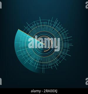 Round circle futuristic chart, HUD round circle for futuristic chart and digital technology interface, vector game UI. Round circle of radar scan display or data graphic in HUD hologram diagram Stock Vector