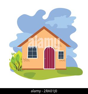 Cute tiny house isolated on white background. Sweet home. Vector hand ...