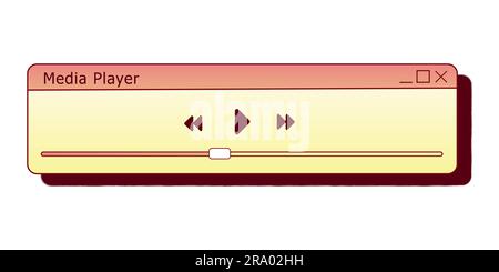 Retro media player interface for PC. 80s 90s old computer user interface element and vintage aesthetic icon. Stock Vector