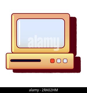 Retro PC sign, Y2k aestetic. 80s 90s old computer user interface element and vintage aesthetic icon. Stock Vector