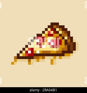 Pizza vector icon. Retro 80s pixel art. Flat style Stock Vector