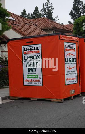 U Haul u-box portable storage pods and moving containers outside a home ...