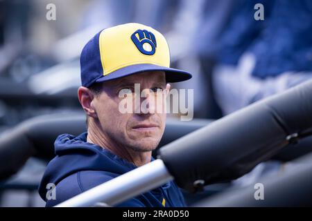 Queens, United States. 29th June, 2023. Milwaukee Brewers manager Craig Counsell looks on in the second inning against the New York Mets at Citi Field in New York on Thursday, June 29, 2023. Photo by Corey Sipkin/UPI Credit: UPI/Alamy Live News Stock Photo
