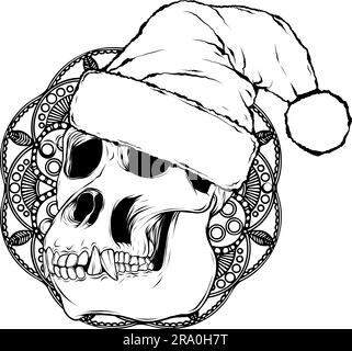 Gorilla monkey skull in black and white outline Stock Vector