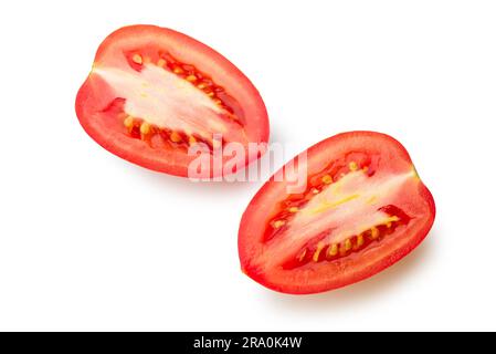 Cut San Marzano tomato isolated on white background Stock Photo