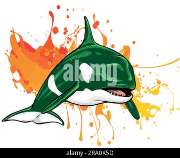 colored Killer Whale Spirit Orca Jumping Vector illustration Stock Vector