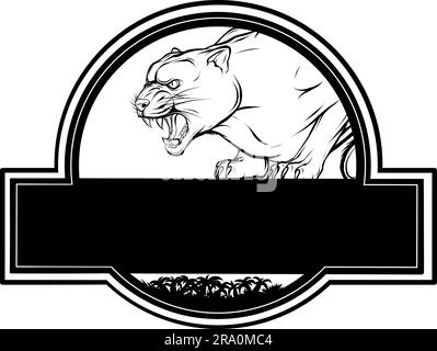 Contour linear drawing illustration of the wild puma Stock Vector