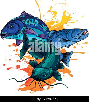 set of colored fish vector illustration design Stock Vector