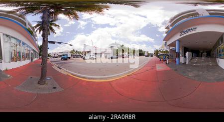 360 degree panoramic view of Miami Beach, FL, USA - June 29, 2023: 360 equirectangular spherical photo Z Ocean Hotel Collins Avenue