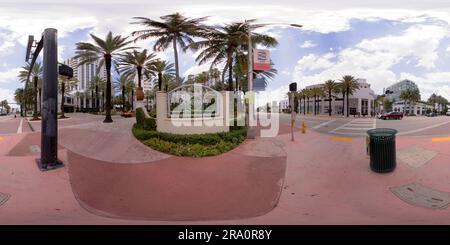 360 degree panoramic view of Miami Beach, FL, USA - June 29, 2023: 360 equirectangular spherical photo Loews Hotel South BEach