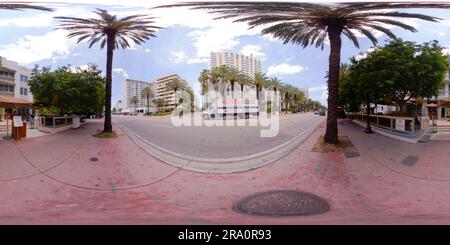 360 degree panoramic view of Miami Beach, FL, USA - June 29, 2023: 360 equirectangular spherical photo Extra Virgin Bistro Restaurant