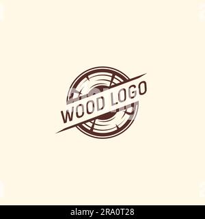 Wood Logo Simple Design. Wood Emblem Vector Stock Vector