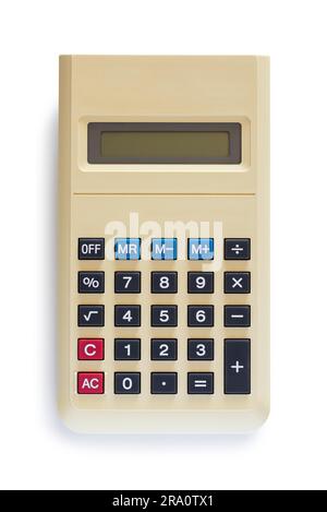 Old home calculator isolated on white backghround Stock Photo
