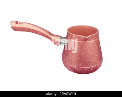Copper cezve for coffee isolated on a white background. Metal copper turk isolated. Stock Photo