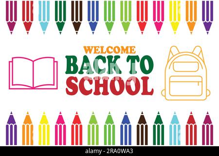 Welcome back to school. Education concept. Set of colored pencils. Vector illustration Stock Vector