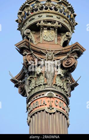 Old Port, Column of Columbus, Port Vell, Barcelona, Catalonia, Spain Stock Photo