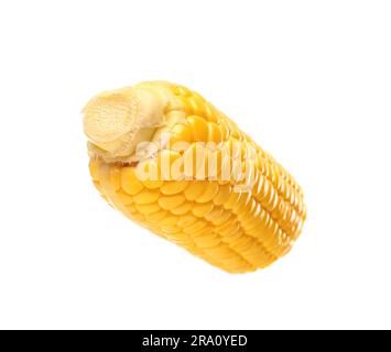 Cut fresh corn cob on white background Stock Photo
