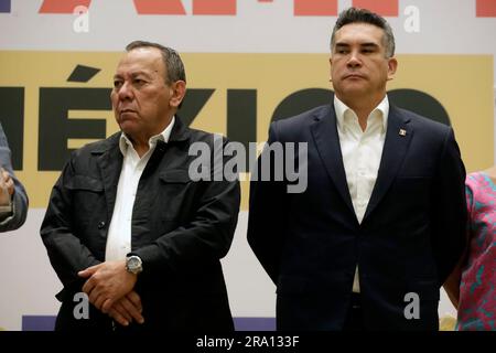 Non Exclusive: June 29, 2023, Mexico City, Mexico: The presidents of the Institutional Revolutionary Party, Alejandro Moreno and the Democratic Revolu Stock Photo