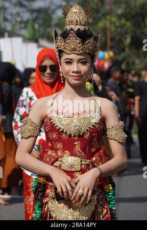 Beautiful young indonesian woman wearing traditional kebaya Stock Photo