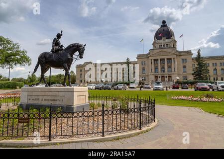 REGINA, SK, CANADA, JUNE 24, 2023: Queen Elizabeth garden in front of the Legislative Assembly of Saskatchewan in Regina. The garden was dedicated to Stock Photo