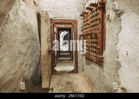 a Cold War bunker tunnel in Gjirokastër, Albania. Built in secret in the 1970s by dictator Enver Hoxha, it boasts 59 rooms including a generator Stock Photo