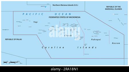 political vector map of the Federated States of Micronesia Stock Photo